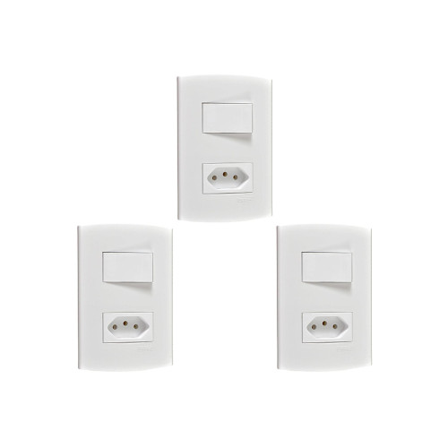 Kit C/3 - Conjunto Peesa Alfa 1546A 1 Interruptor Sim.Tomada  ..