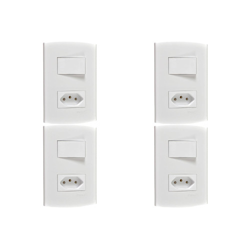 Kit C/4 - Conjunto Peesa Alfa 1546A 1 Interruptor Sim.Tomada  ..
