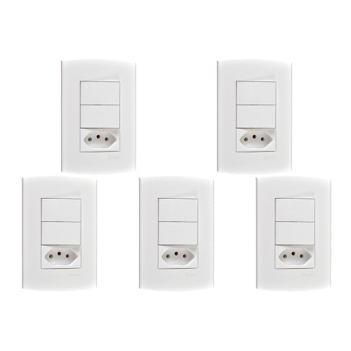 Kit C/5 - Conjunto Peesa Alfa 1548A 2 interruptores Sim.T...