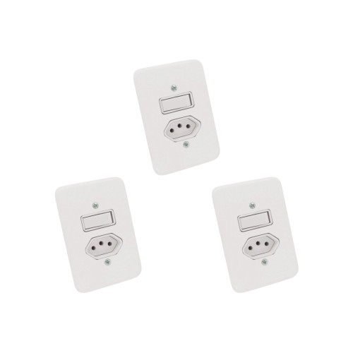 Kit C/3 - Conjunto Radial Pollar 1901218 1S 1Tomada 20A