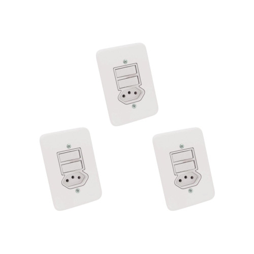 Kit C/3 - Conjunto Radial Pollar 1901219 2Ss 1Tomada 20A