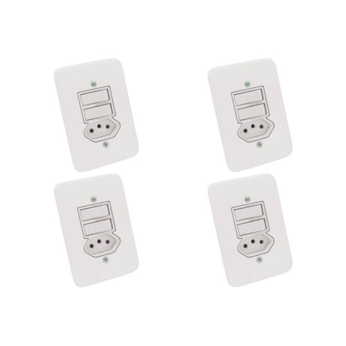 Kit C/4 - Conjunto Radial Pollar 1901219 2Ss 1Tomada 20A