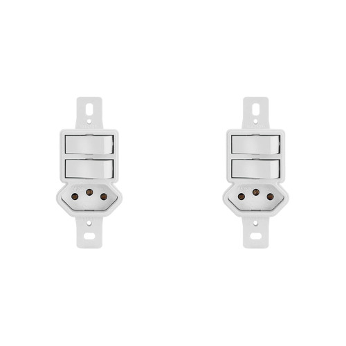 Kit C/2 - Conjunto Radial Pollar 1901130 2Pp 1Tomada 10A S/P