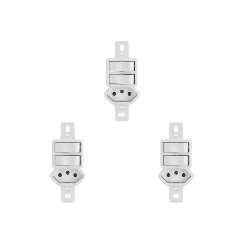 Kit C/3 - Conjunto Radial Pollar 1901130 2Pp 1Tomada 10A S/P