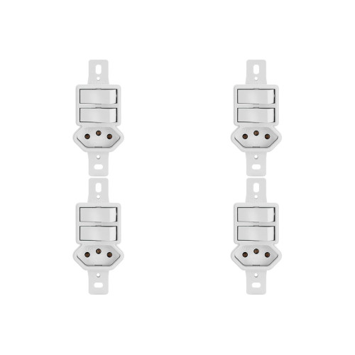 Kit C/4 - Conjunto Radial Pollar 1901130 2Pp 1Tomada 10A S/P