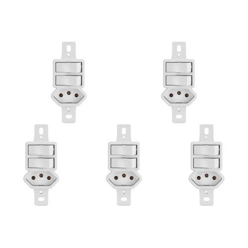 Kit C/5 - Conjunto Radial Pollar 1901130 2Pp 1Tomada 10A S/P