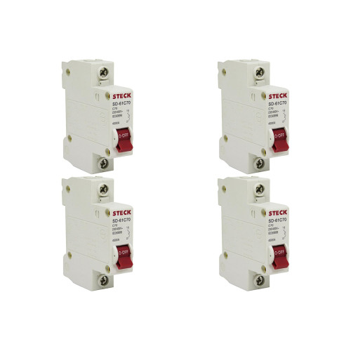 Kit C/4 - Disjuntor Steck Din Unipolar 70A Sd61 C4,5Ka