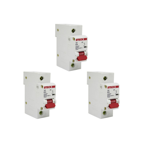 Kit C/3 - Disjuntor Steck Din Unipolar 80A Sd61 C10Ka