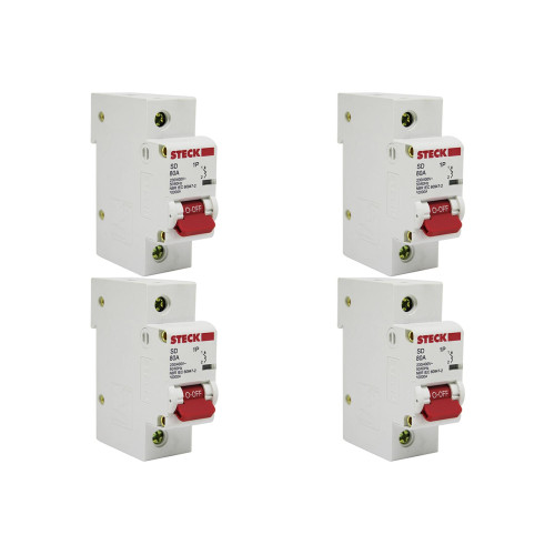 Kit C/4 - Disjuntor Steck Din Unipolar 80A Sd61 C10Ka