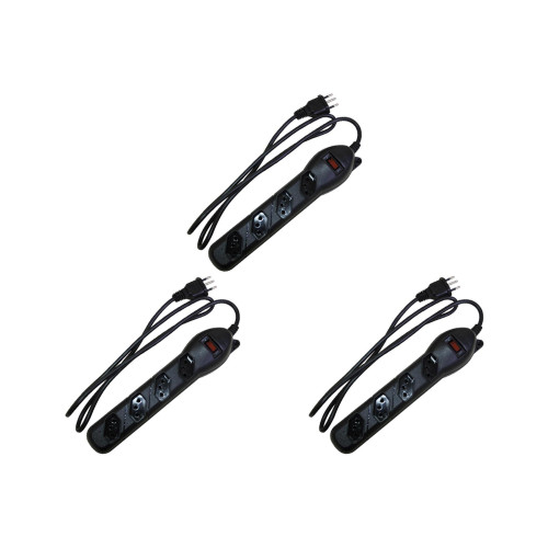 Kit C/3 - Filtro Linha Qualitronix 4 Tomada  Bivolt Preto