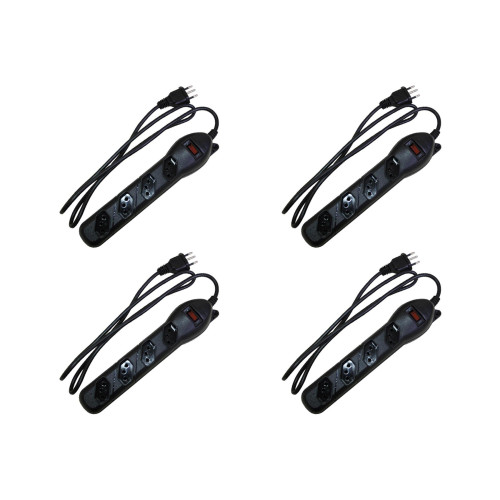 Kit C/4 - Filtro Linha Qualitronix 4 Tomada  Bivolt Preto