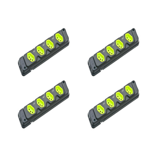 Kit C/4 - Tomada Barra Fiolux Quadrupla 2Polos+T20A Preto