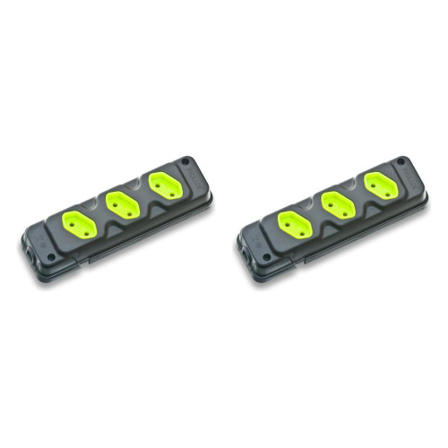 Kit C/2 - Tomada Barra Fiolux Tripla 2P 20A Preto