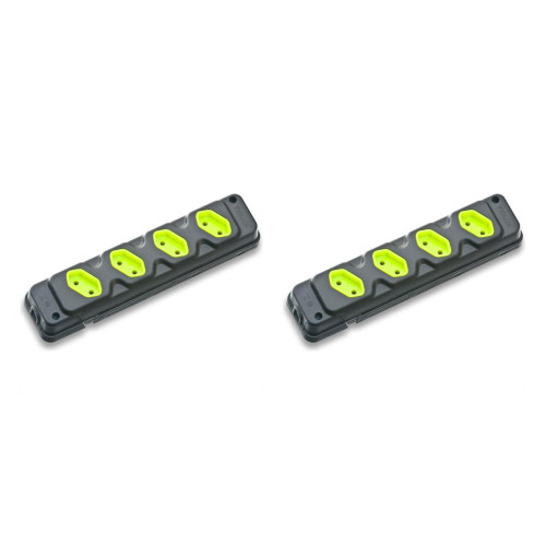 Kit C/2 - Tomada Barra Fiolux Quadrupla 2Polos 20A Preto