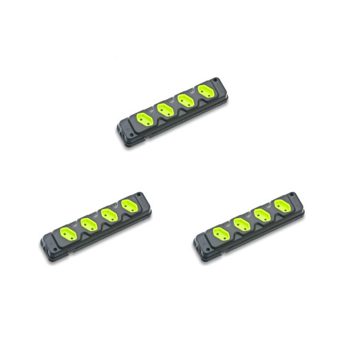 Kit C/3 - Tomada Barra Fiolux Quadrupla 2Polos 20A Preto