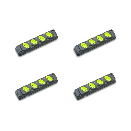 Kit C/4 - Tomada Barra Fiolux Quadrupla 2Polos 20A Preto