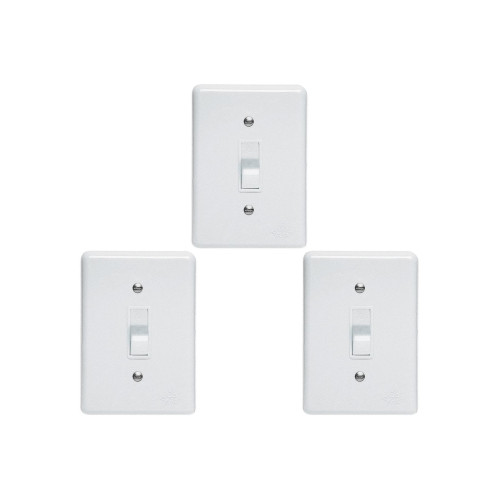 Kit C/3 - Conjunto Perlex''Branca''Com Placa(1Bipolar) 2306