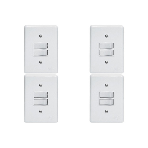 Kit C/4 - Conjunto Perlex''Branca''Com Placa(1Simples+1Pa...