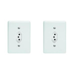 Kit C/2 - Conjunto Perlex''Branca''Com Placa(1Tomada 10A)...