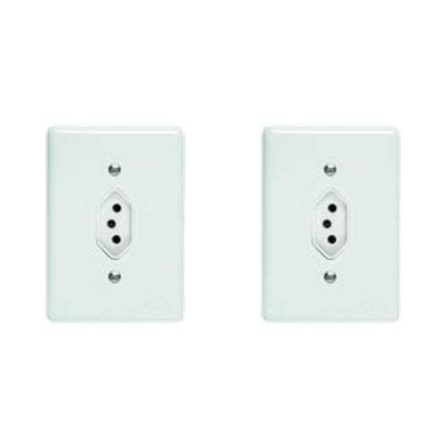 Kit C/2 - Conjunto Perlex''Branca''Com Placa(1Tomada 10A)...
