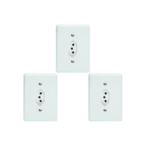 Kit C/3 - Conjunto Perlex''Branca''Com Placa(1Tomada 10A)...