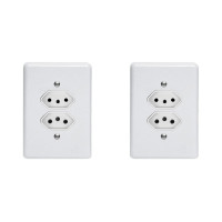 Kit C/2 - Conjunto Perlex''Branca''Com Placa(2Tomadas 10/...