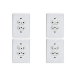Kit C/4 - Conjunto Perlex''Branca''Com Placa(2Tomadas 10/...