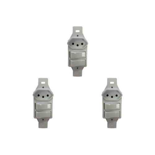 Kit C/3 - Conjunto Perlex''Branca''Sem Placa(2Simples+Tomada  ..