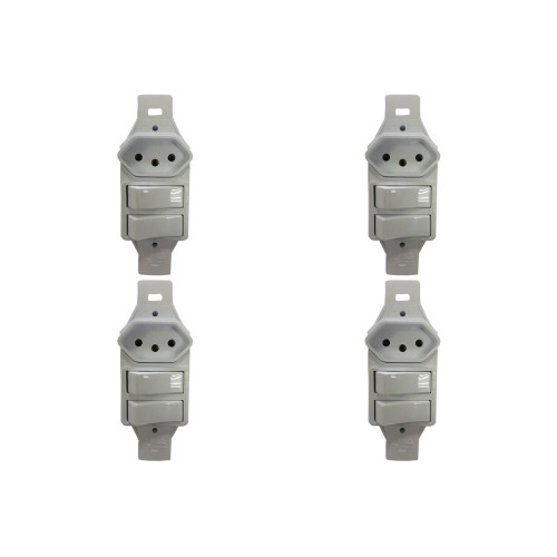 Kit C/4 - Conjunto Perlex''Branca''Sem Placa(2Simples+Tomada  ..