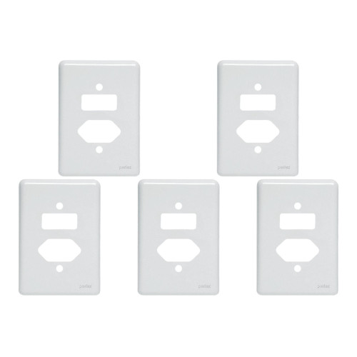 Kit C/5 - Placa Perlex Branca 4X2 (1 Saida+1Tomada) 23Pl2It