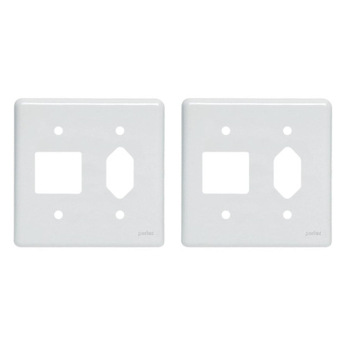 Kit C/2 - Placa Perlex Branca 4X4 (2 Saida+Tomada) 23Pl2/1T