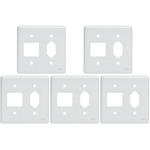Kit C/5 - Placa Perlex Branca 4X4 (2 Saida+Tomada) 23Pl2/1T