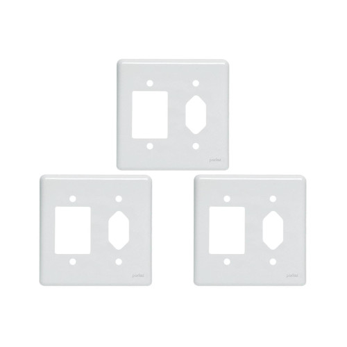 Kit C/3 - Placa Perlex Branca 4X4 (3 Saida+Tomada) 23Pl3/1T