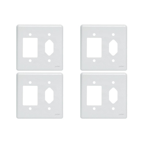 Kit C/4 - Placa Perlex Branca 4X4 (3 Saida+Tomada) 23Pl3/1T