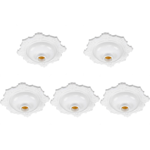 Kit C/5 - Plafonier Pvc Pavilonis Bvc Branco Decorativo 8...