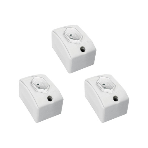Kit C/3 - Tomada Externa Perlex 2 Polos +Terra 20A Retang...