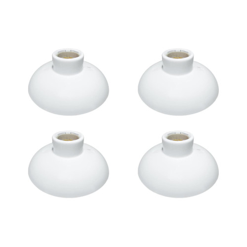 Kit C/4 - Plafonier Pvc Perlex Branco Redondo Soquete Por...