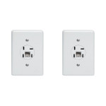 Kit C/2 - Conjunto Tomada Fone Perlex''Branca''Com Placa+...