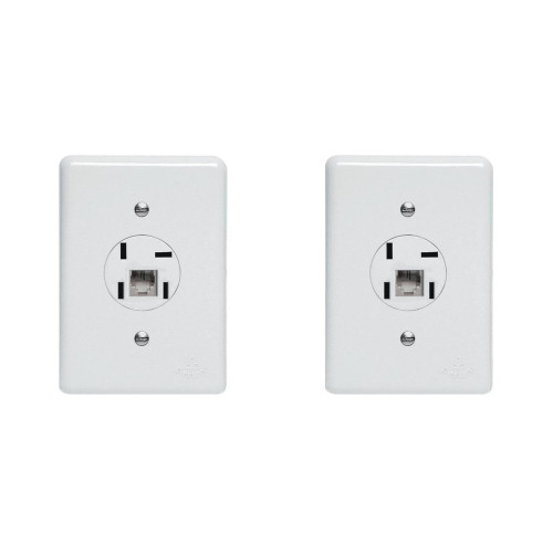 Kit C/2 - Conjunto Tomada Fone Perlex''Branca''Com Placa+...