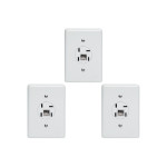 Kit C/3 - Conjunto Tomada Fone Perlex''Branca''Com Placa+...