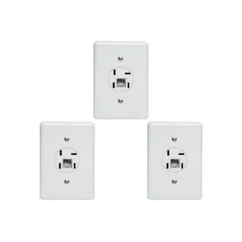 Kit C/3 - Conjunto Tomada Fone Perlex''Branca''Com Placa+...
