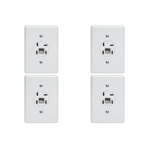 Kit C/4 - Conjunto Tomada Fone Perlex''Branca''Com Placa+...