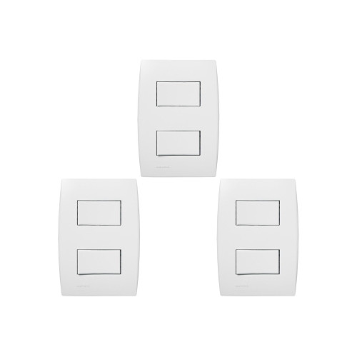 Kit C/3 - Conjunto Soprano Ilus 4X2 Branco Com Placa(2Sim...