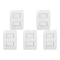 Kit C/5 - Conjunto Soprano Ilus 4X2 Branco Com Placa(2Sim...