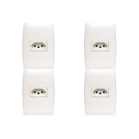 Kit C/4 - Conjunto Soprano Ilus 4X2 Branco Com Placa(1Tomada  ..