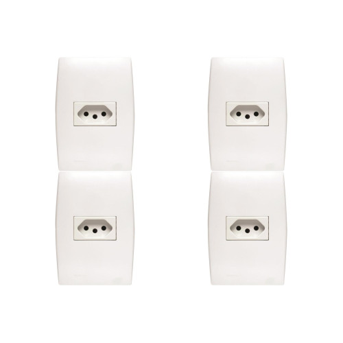 Kit C/4 - Conjunto Soprano Ilus 4X2 Branco Com Placa(1Tomada  ..