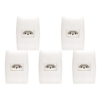 Kit C/5 - Conjunto Soprano Ilus 4X2 Branco Com Placa(1Tomada  ..