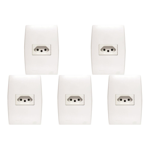 Kit C/5 - Conjunto Soprano Ilus 4X2 Branco Com Placa(1Tomada  ..