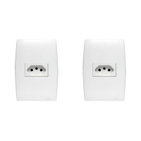 Kit C/2 - Conjunto Soprano Ilus 4X2 Branco Com Placa(1Tomada  ..