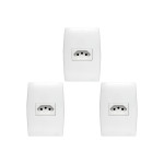 Kit C/3 - Conjunto Soprano Ilus 4X2 Branco Com Placa(1Tomada  ..
